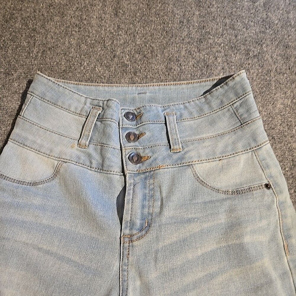 RUE21 High Rise Ankle Jegging Womens Size 2 Blue Light Triple Button Zip Fly - Picture 3 of 11